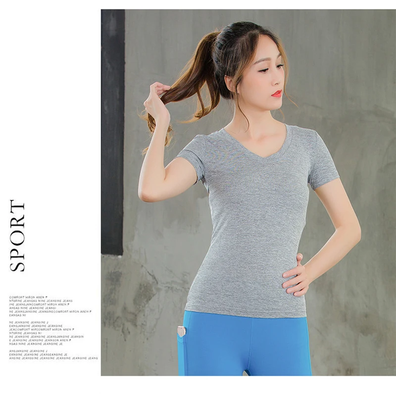 

2018 New Women Compression Short Sleeve Yoga Shirts Women Outdoor Sport Top Quick Dry Gym Fitness Tights Running Short Clothing