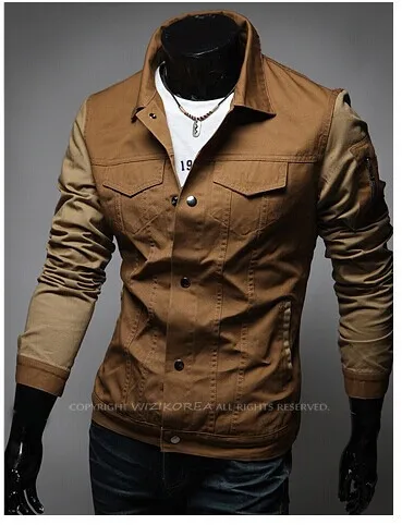 2014 NEW autumn winter silm fit patchwork casual men jacket outwear jackets for coat veste homme plus size XXL | Мужская одежда