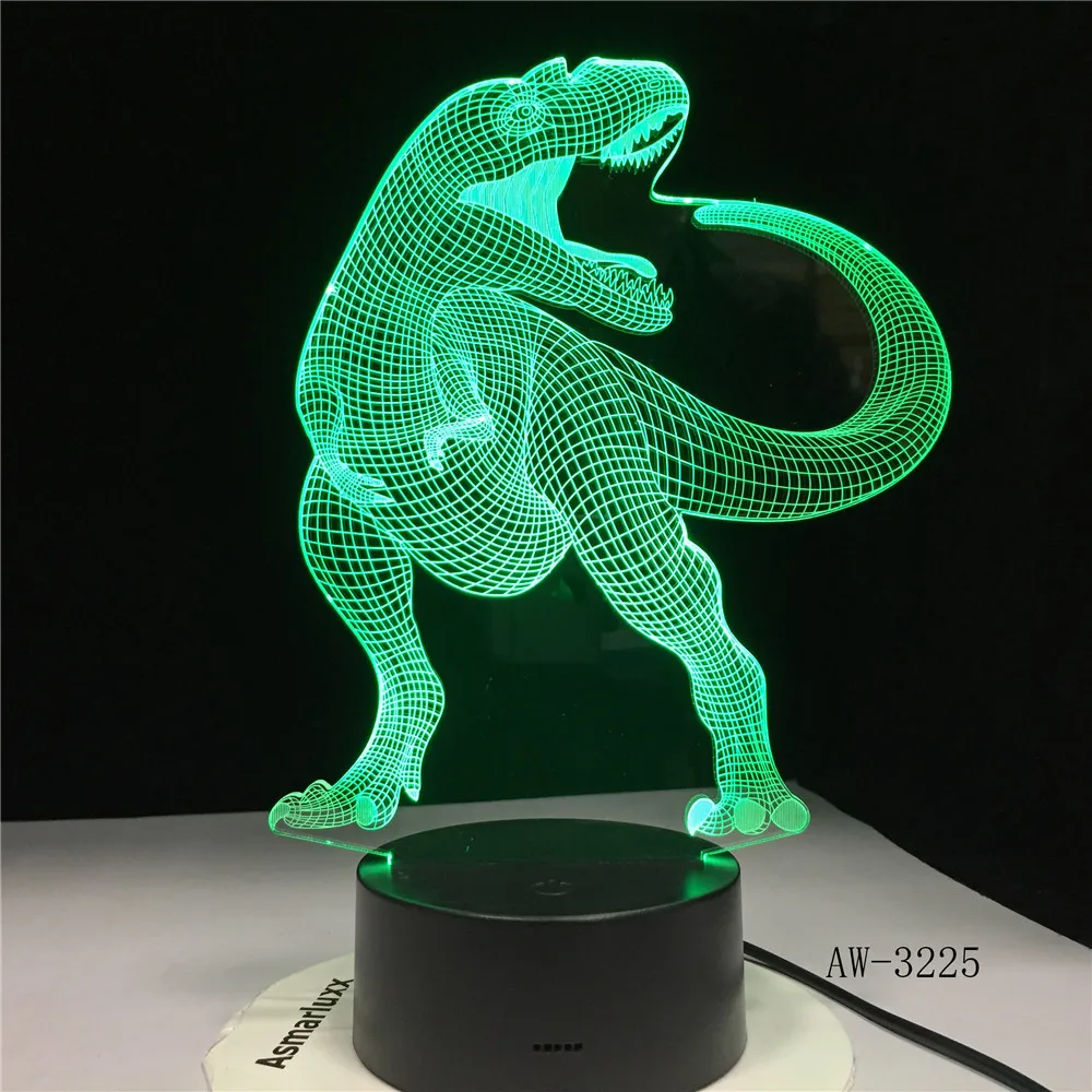 3D светодиодный Иллюзия лампы динозавра Оптическая иллюзия света 7 Цвет мульти ed