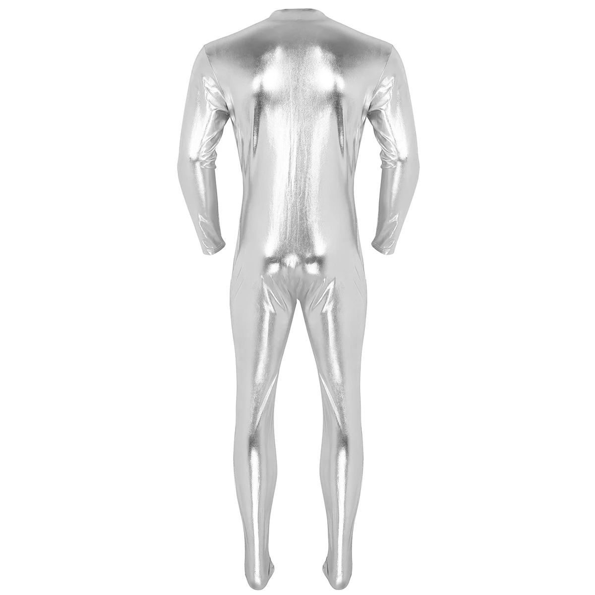 Мужские Unitard Хэллоуин полное тело зентай Золото Блестящий металлический спандекс подножки обтягивающие плотные комбинезоны Гей Мужской косплей костюмы