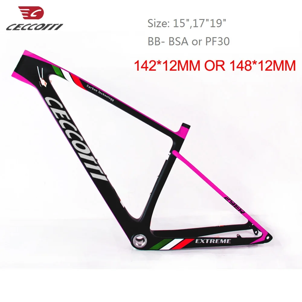 Ceccotti-1 Новейшая карбоновая mtb рама 29er через alex 15 17 19 BSA BB30 коническая рама для горного велосипеда 2 года - Цвет: Ceccotti-1