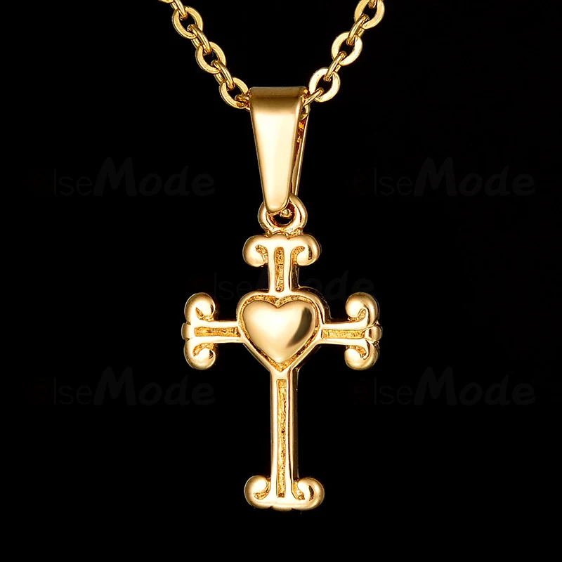 ELSEMODE крошечные крестик Love Heart Титан Нержавеющая сталь подвески ожерелья для Для