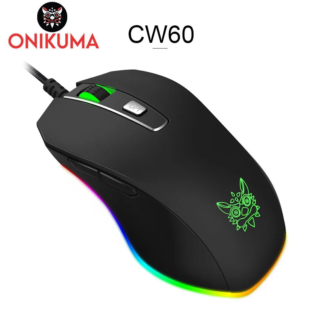 ONIKUMA CW60 8000 dpi Проводная игровая мышь Мыши 6 кнопок дизайн дышащий светодиодный цвет для геймера PC MAC