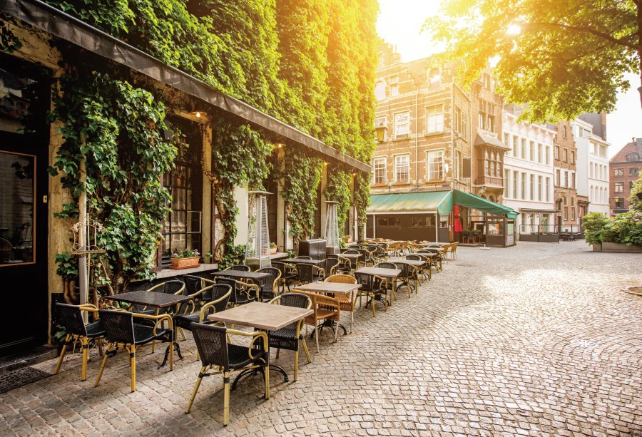 Laeacco City Houses Street Coffee Shop фотофоны виниловые цифровые индивидуальные для