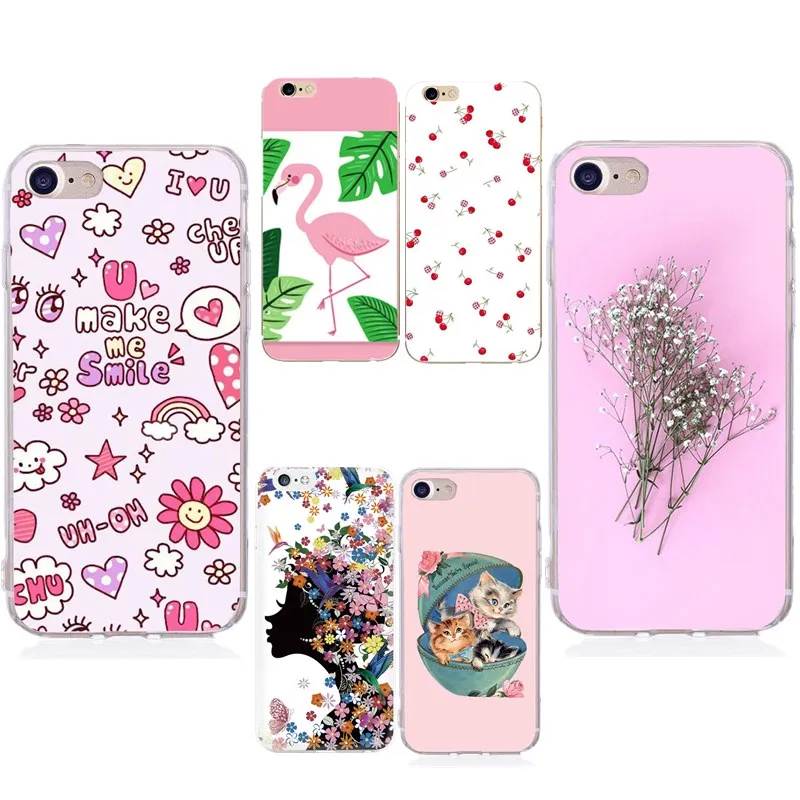 Pink Girly Case for iphone 6 6S X Fundas Women Flamingo Back Cover Coque For 7 8 Plus 5 5S SE Accessories |