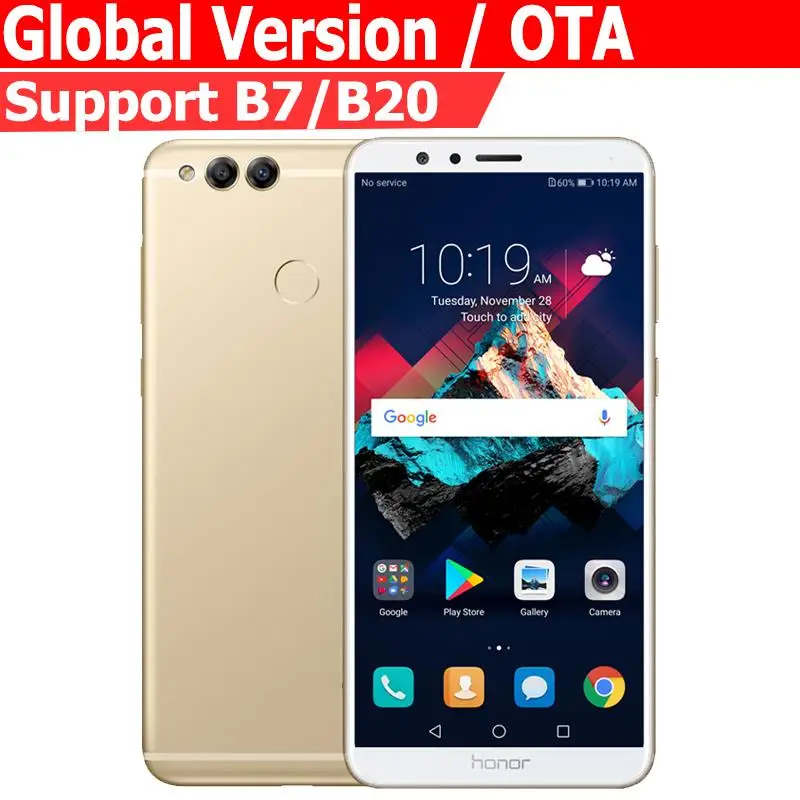 Мобильный телефон Honor 7X глобальная версия 4 Гб 64 ГБ 5 93 дюйма Восьмиядерный двойная