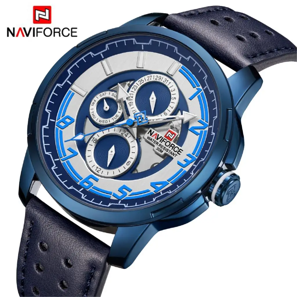 NAVIFORCE мужские часы лучший бренд класса люкс водонепроницаемые 24 часа дата