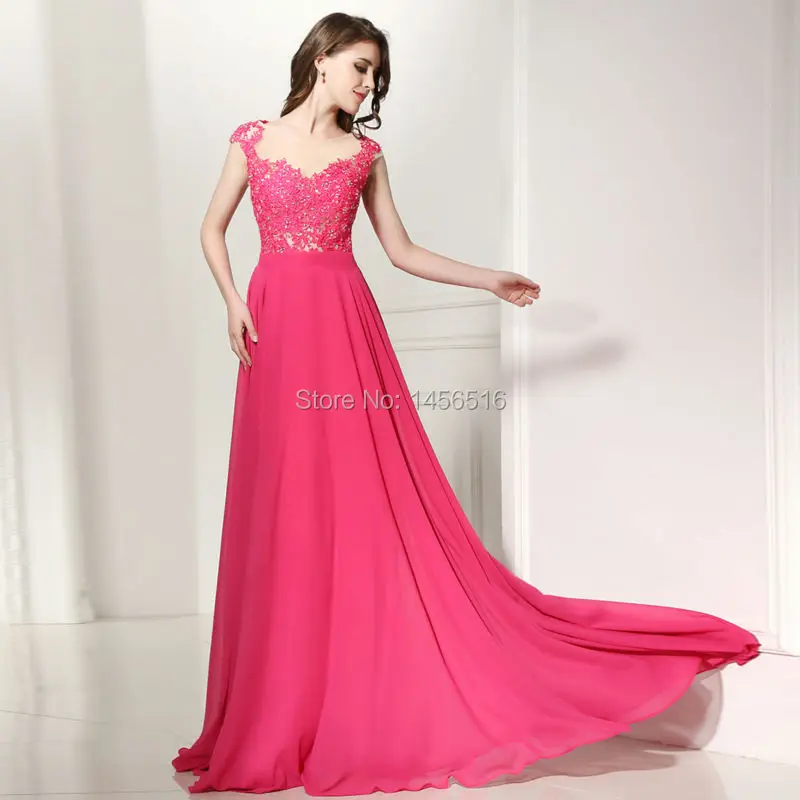 Платье длинное из шифона с аппликацией и рукавом крылышком|a line prom dress|prom dressesvestido