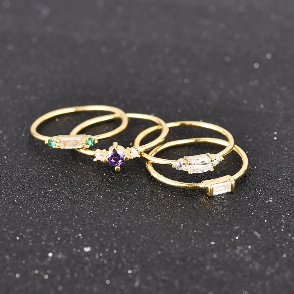 Fashion 4pcs/set Gold Color Plating Simple Boho Rings Women Zircon bohemian Engagement | Украшения и аксессуары