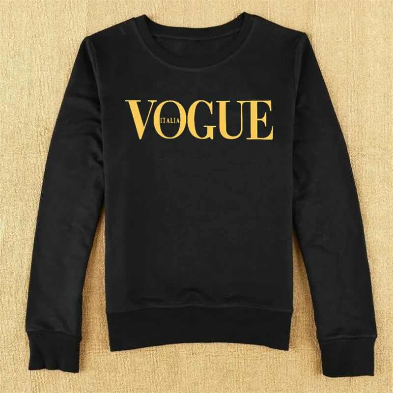 Gold VOGUE ITALIA LINRAOQIAN/модная футболка золотого цвета женские топы Осень Зима футболка с длинными рукавами женские рубашки хлопковая Футболка женские футболки - Цвет: Gold VOGUE ITALIA