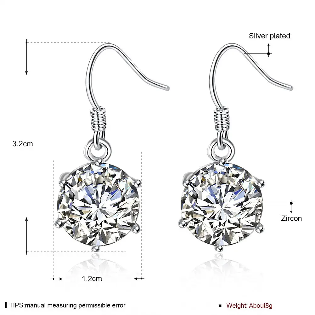Флэш-Большой Кристалл Камень с серебряным покрытием кубического циркония Серьги