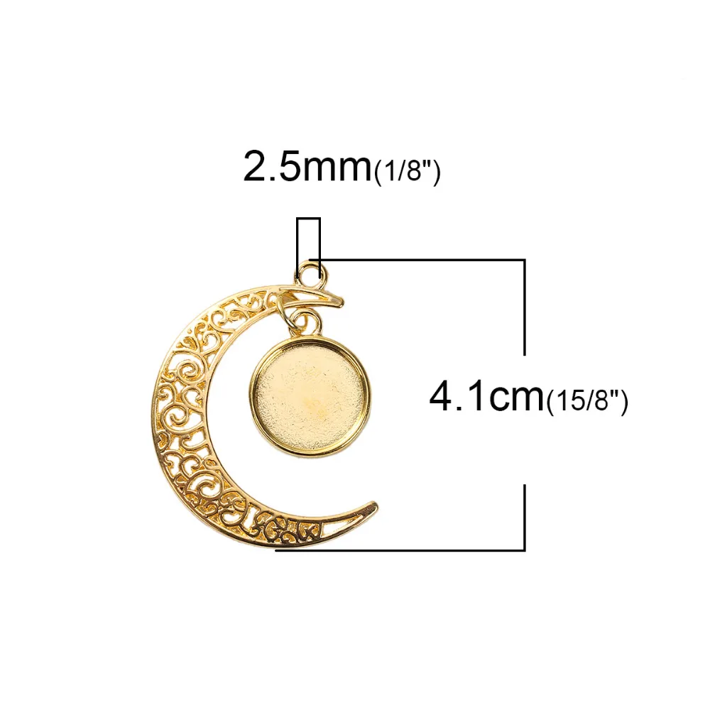 Подвеска Doreen Box из сплава на основе цинка с полумесяцем золотого цвета круглыми