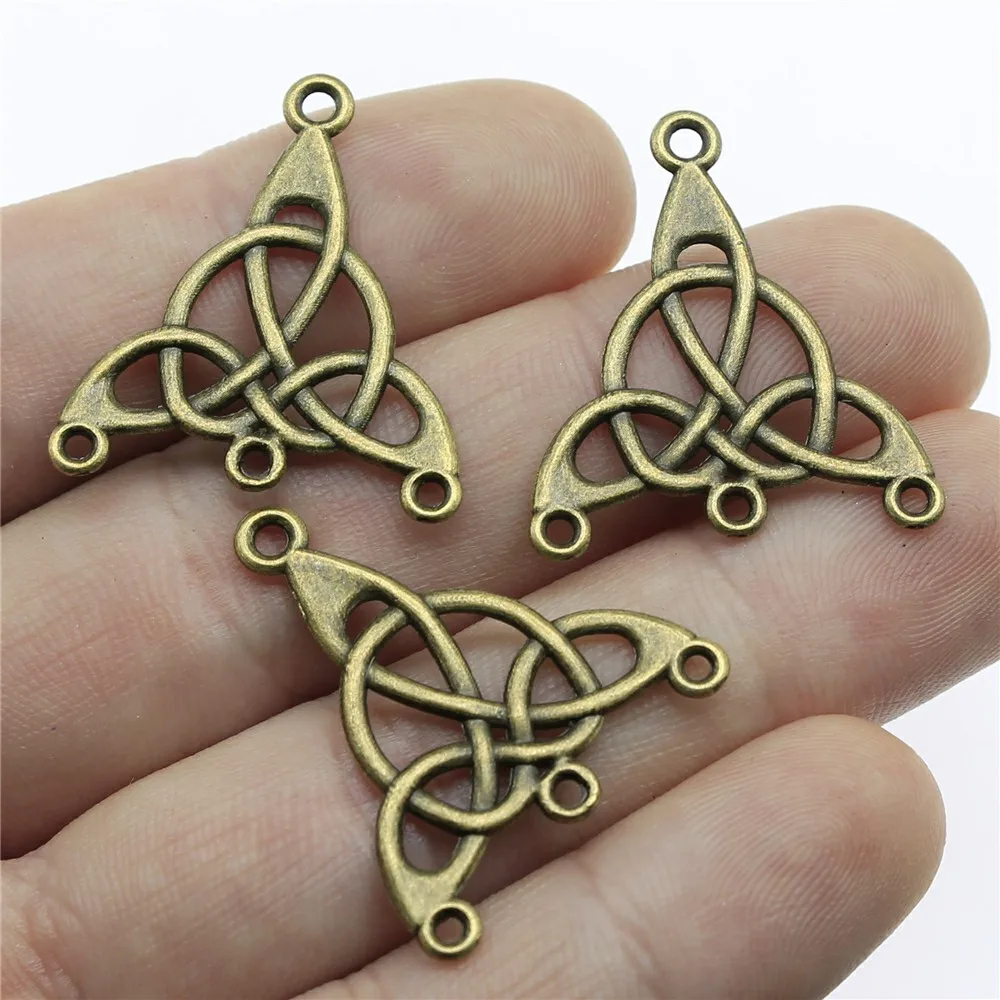

10pcs Charm Triquetra Earring Connector Vintage For Jewelry Making Antique Bronze Color Earring Connector Charms 25x28mm