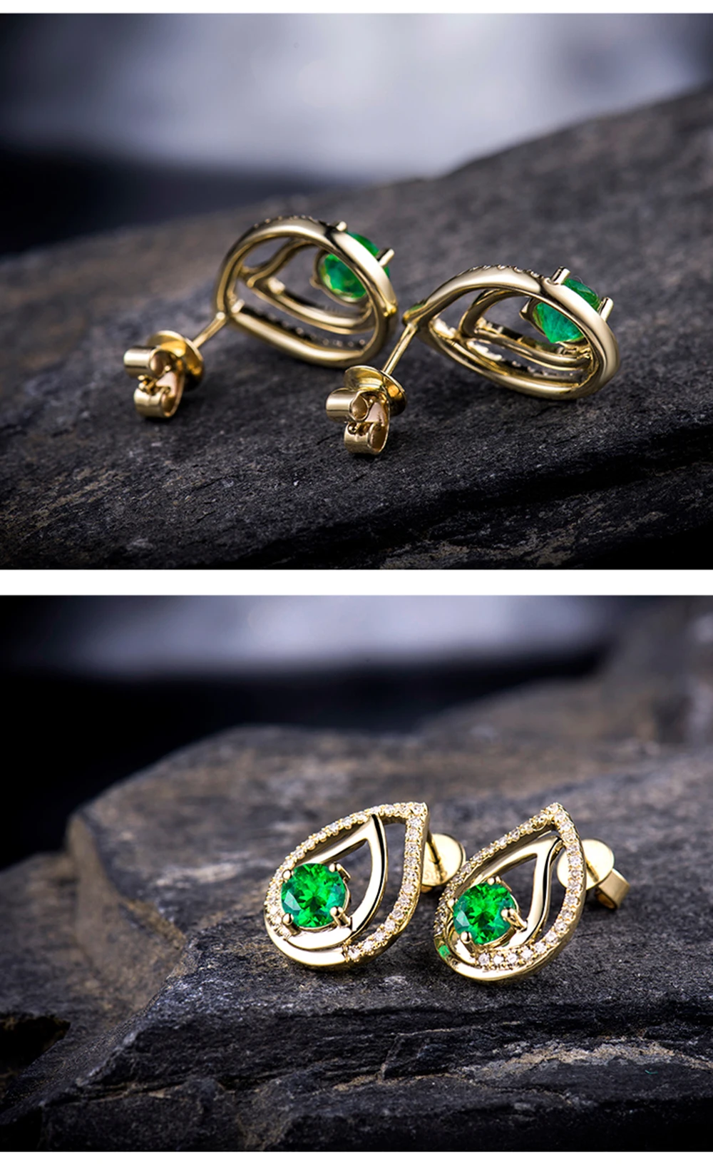 LOVERJEWELRY женские серьги Пуссеты Серьги Настоящее 18 К желтое золото натуральный круглый цаворит классические серьги для женщин вечерние ювелирные изделия для офиса