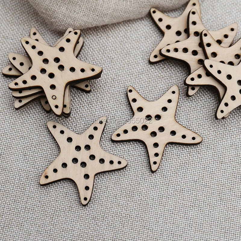 Деревянная лазерная резка необработанные DIY seastar метки деревянные под морем