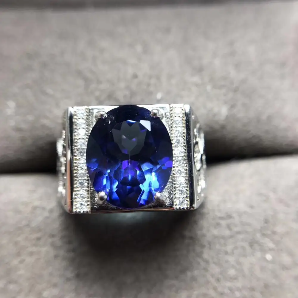 Мигающее кольцо с голубым топазом океана gemstome для сильных мужчин, мускулистое мощное кольцо, 925 пробы кольцо с натуральным камнем, большой размер, подарок на день рождения