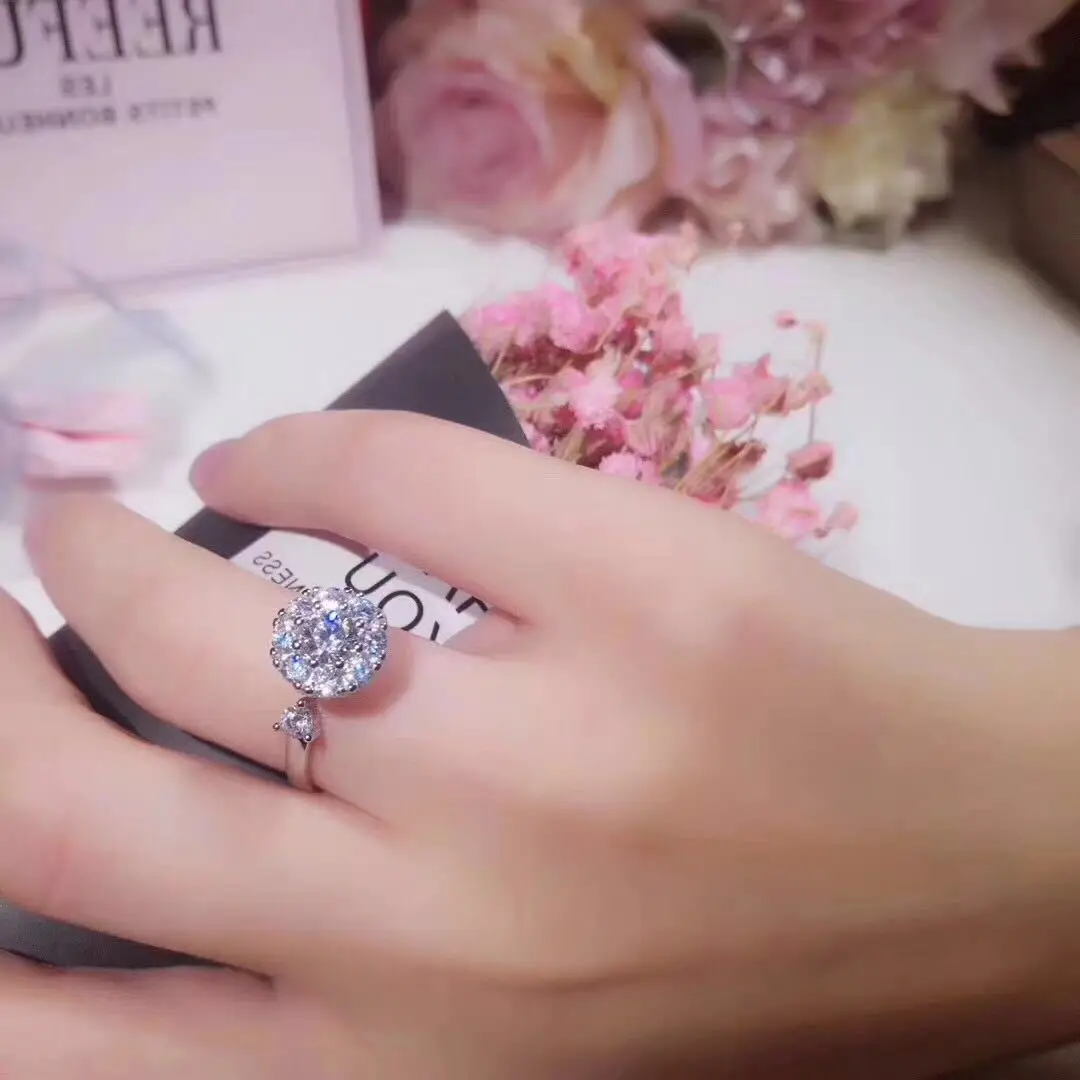 Серебряные вращающиеся кольца с блестящим цирконием регулируемое кольцо из