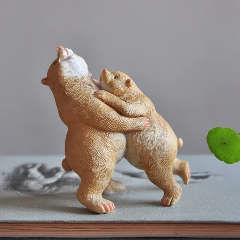 Creative Cute Bear Resin Personality Lovely animal cartoon fairy garden miniature figurines arts and crafts gift home decoration | Дом и сад