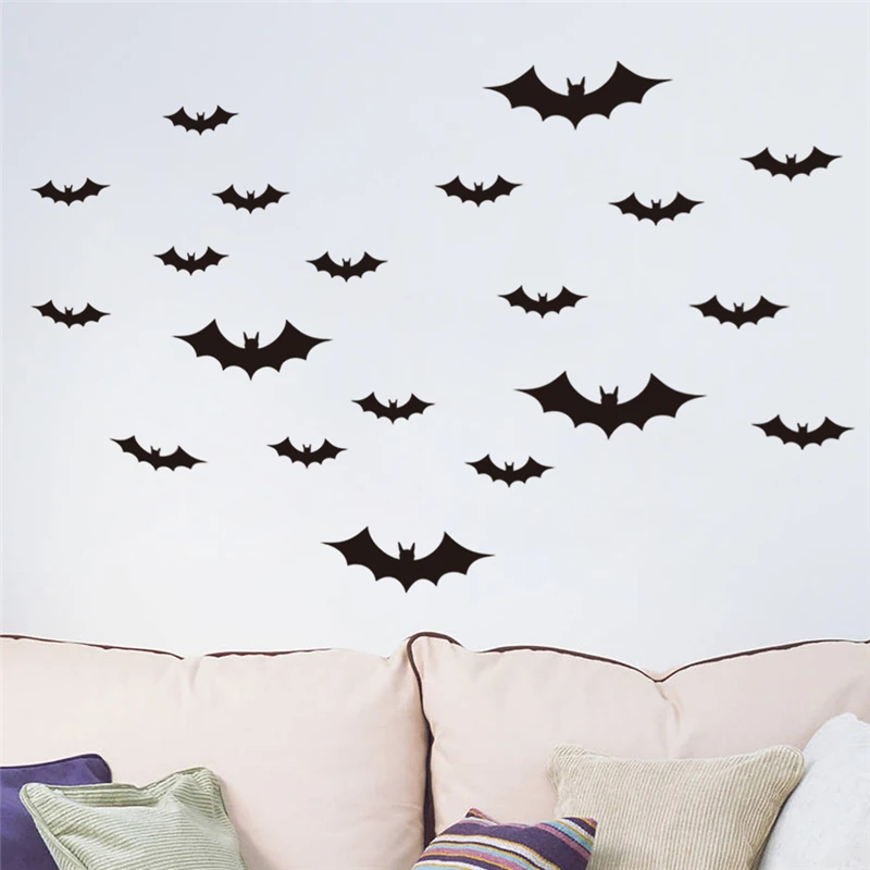 

20pcs flying bats wall stickers room decoration 702. 3d diy vinyl adesivos de paredes home decals animals mural art posters 4.0