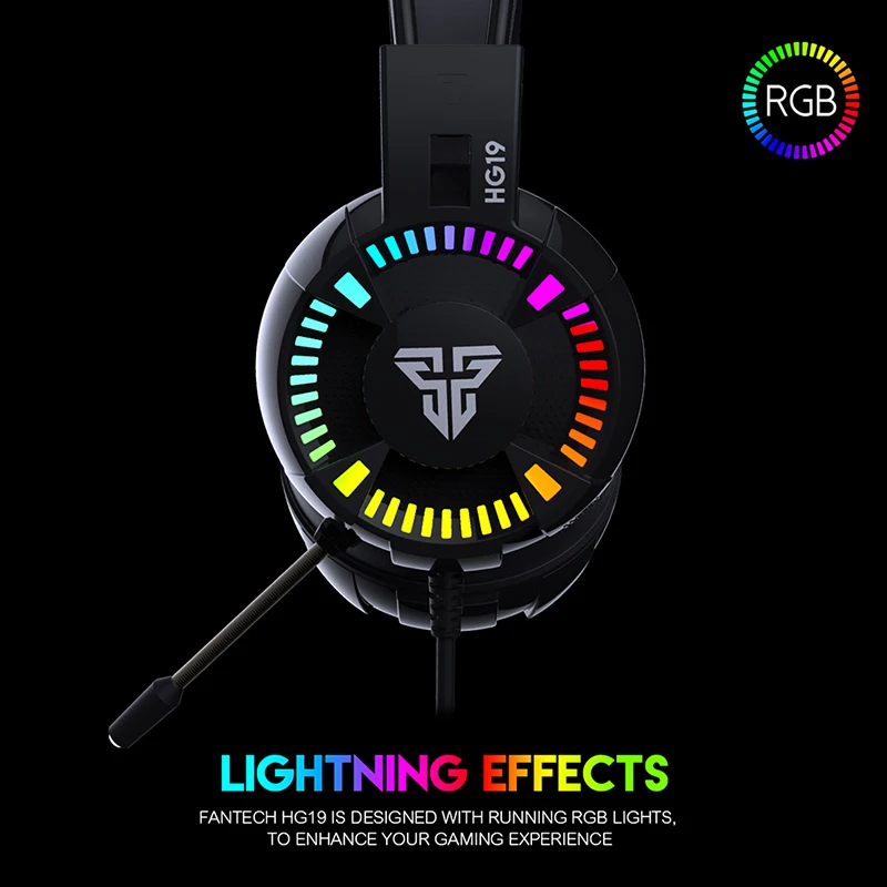 Fantech HG19 Стерео Игровые наушники с микрофоном светодиодный свет для компьютерных ПК Игр проводные наушники бас USB игровая гарнитура для PS4