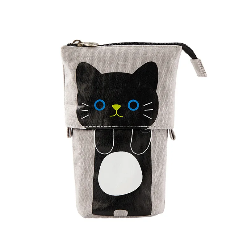 Black Чехол-карандаш с изображением кота, каваи, холст, для девочек, trousse scolaire cartuchera para lapices school etui, розовый - Цвет: Black