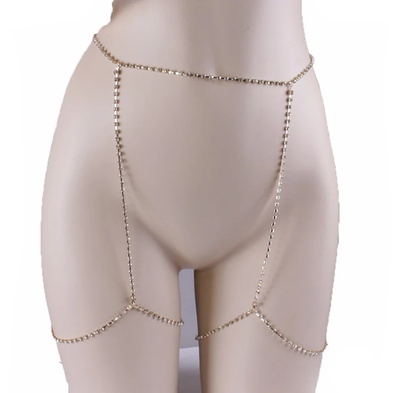 Shine Стразы тонированная цепочка для тела перекрестные регулируемые ремни модная