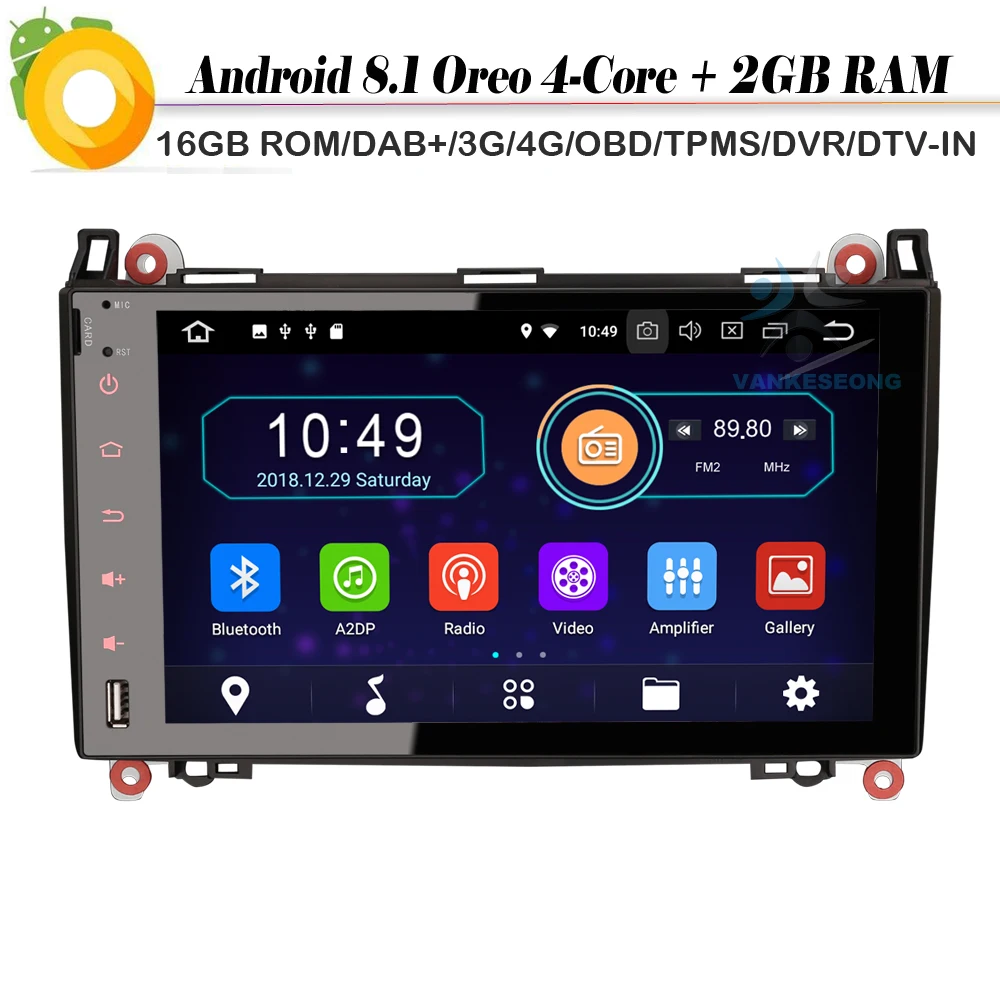 9 &quotAndroid 8 1 DAB + автомагнитола GPS OBD Φ зеркальная связь Bluetooth для Mercedes A/B klase Sprinter Viano