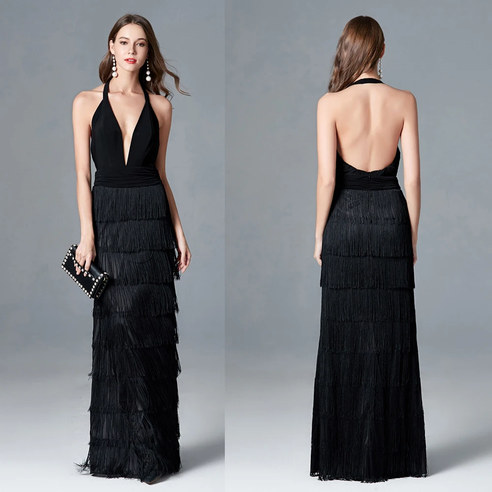 Женские сексуальные платья знаменитостей без рукавов с глубоким v образным