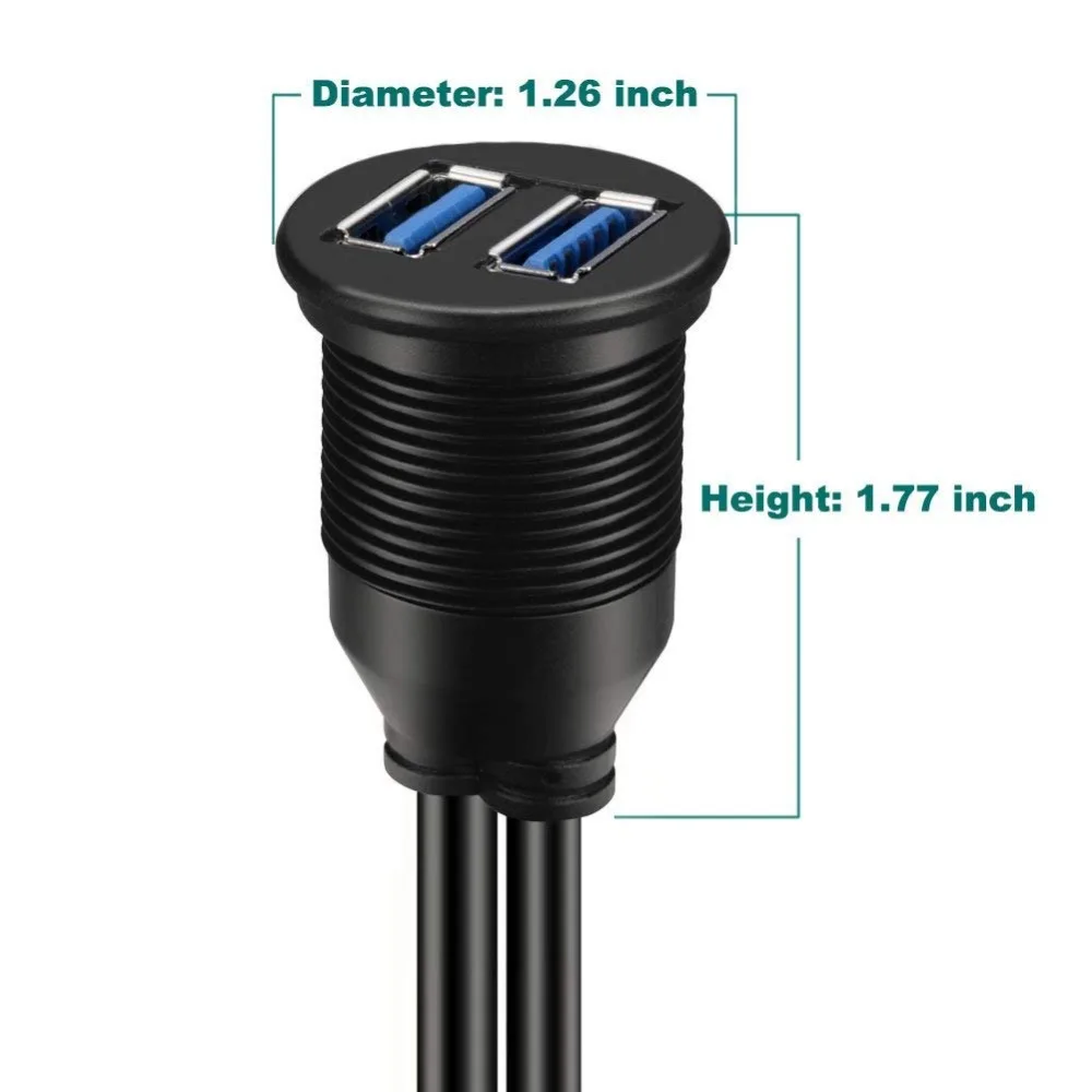 Водонепроницаемый удлинитель с двумя портами USB 3 0 для автомобиля грузовика