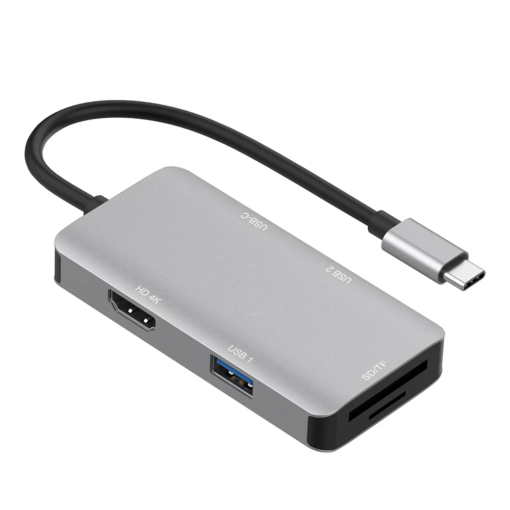 Тип C к HDMI 4K 2 USB 3 0 устройство для чтения карт SD TF конвертер концентратор Поддержка
