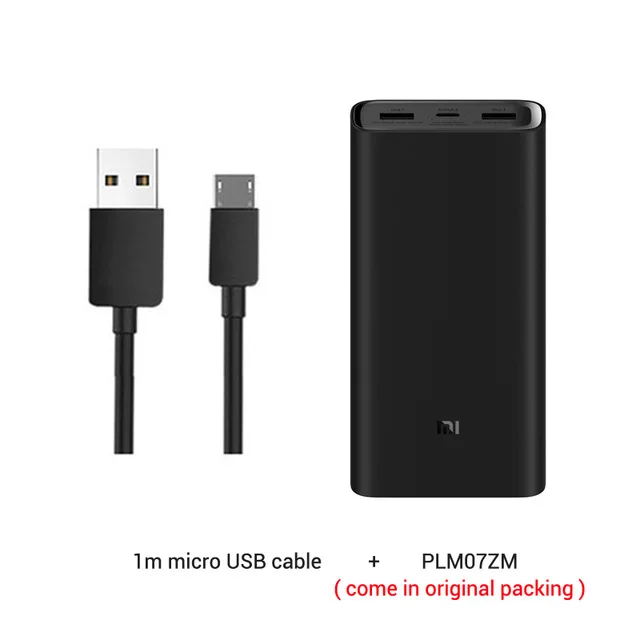 Xiao mi power Bank 3 20000 мАч mi power bank USB-C 45 Вт портативное зарядное устройство Dual USB power bank для ноутбука смартфона - Цвет: Add Micro USB