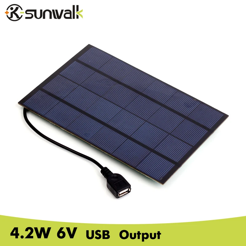 SUNWALK 6V 4 2 W солнечное зарядное устройство монокристаллическое для сотового