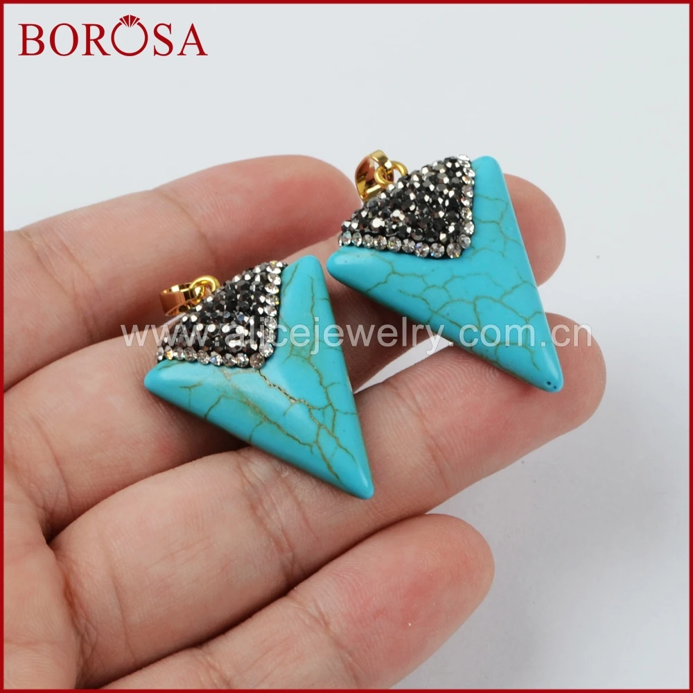 BOROSA треугольник синий Howlite подвеска из каменной друзы для ожерелья Новые