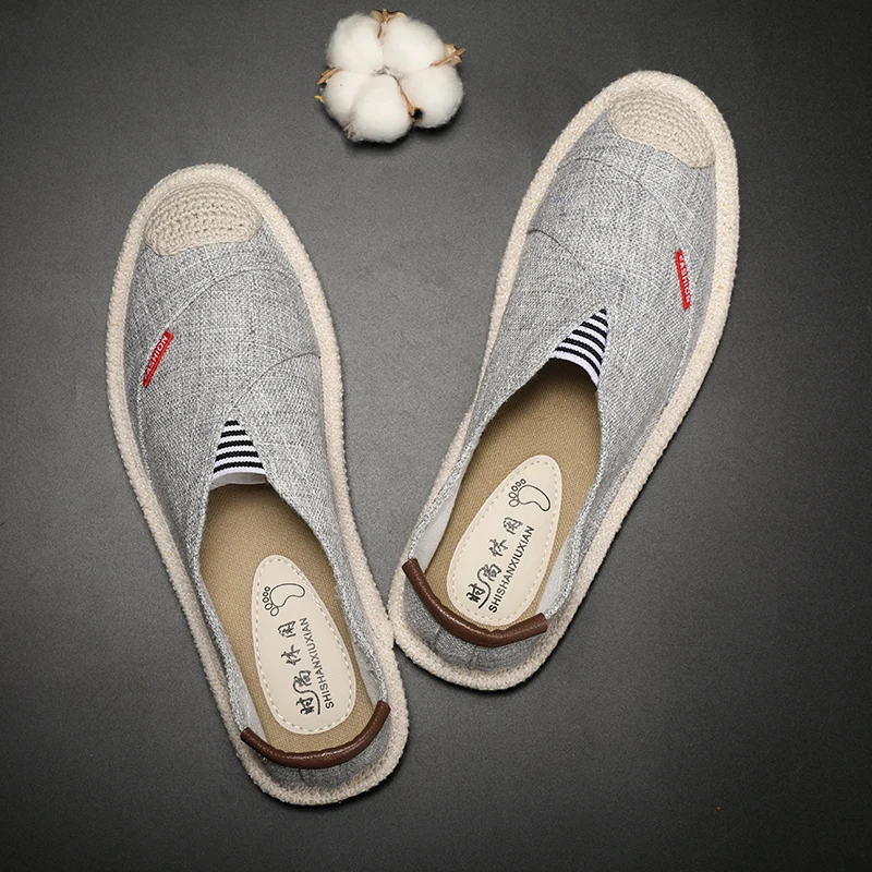 Hemmyi Hemp Mens Shoes Casual Summer Slip-On Breathable Tenis Masculino Adulto Comfortable Driving Man Shoe Support Dropshipping | Обувь