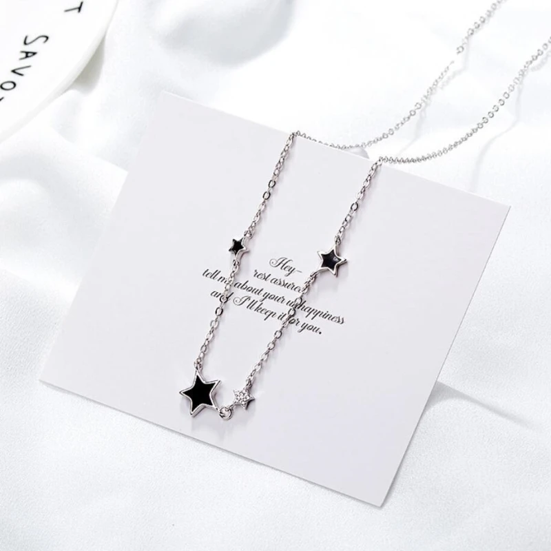 Sole Memory простая мода звезда циркон пентаграмма серебро 925 пробы цепочка для