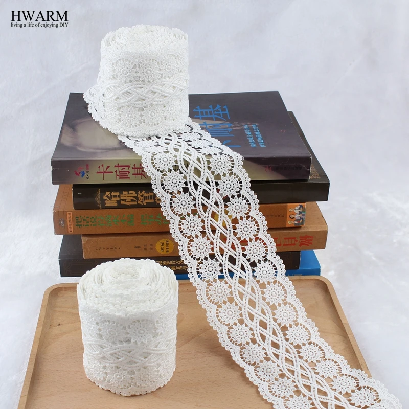 2yard white african lace fabric ribbon wedding decoration trim DIY Water soluble milk silk lace embroidery hollow lace stretch