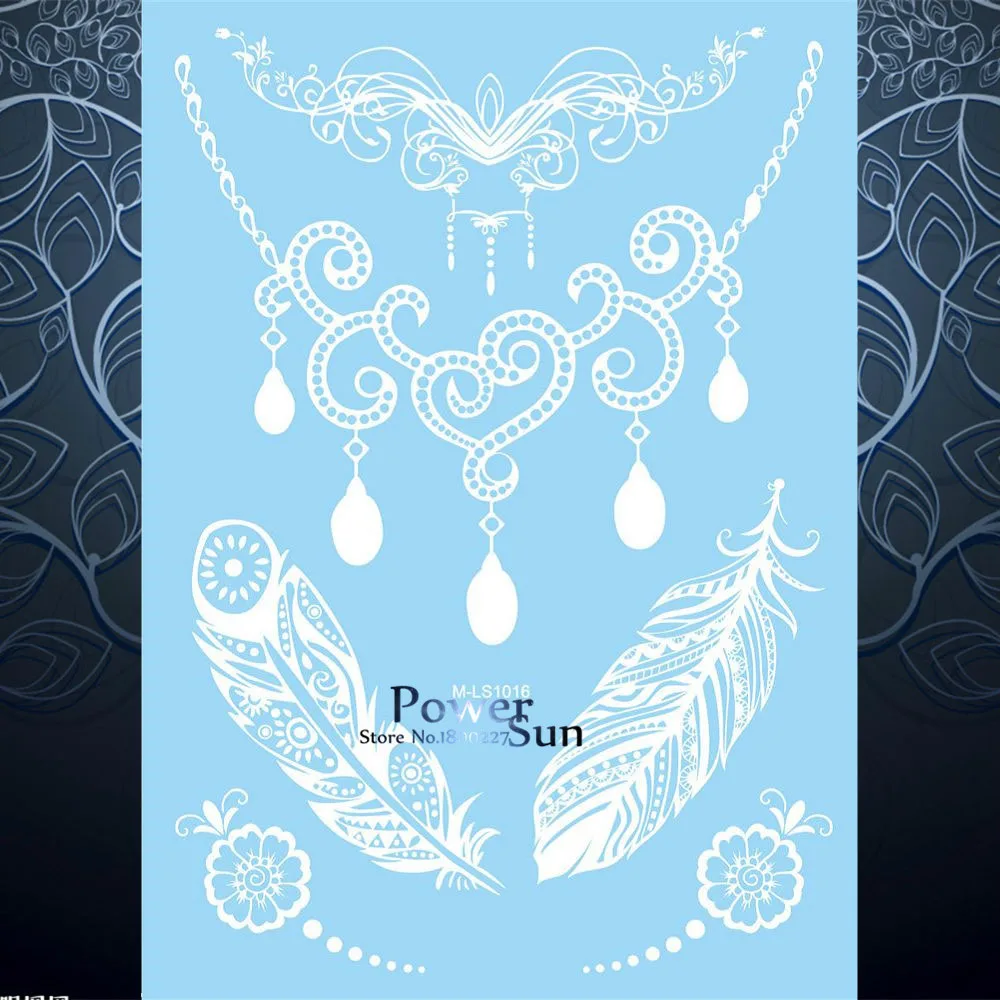 1 шт. новая водонепроницаемая подвеска тату ожерелье перо дизайн белые чернила