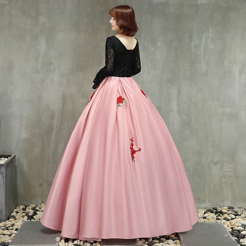 Ruthshen Новое поступление Розовые и черные платья Quinceanera с оборками длинными
