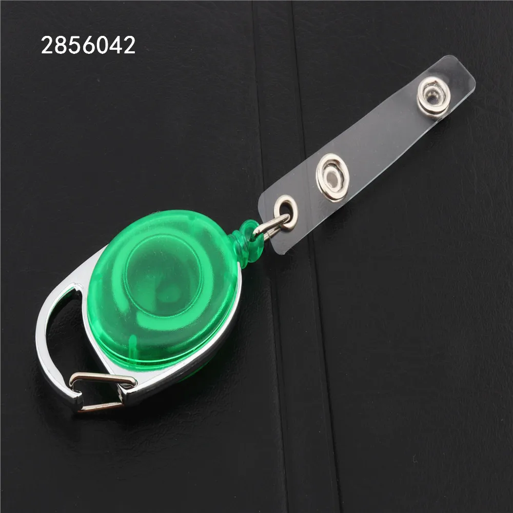 Выдвижная катушка для бейджа из цинкового сплава ABS пластик ID Lanyard имя бирка держатель для карты Бейдж катушки брелок зажимы - Цвет: Transparent green