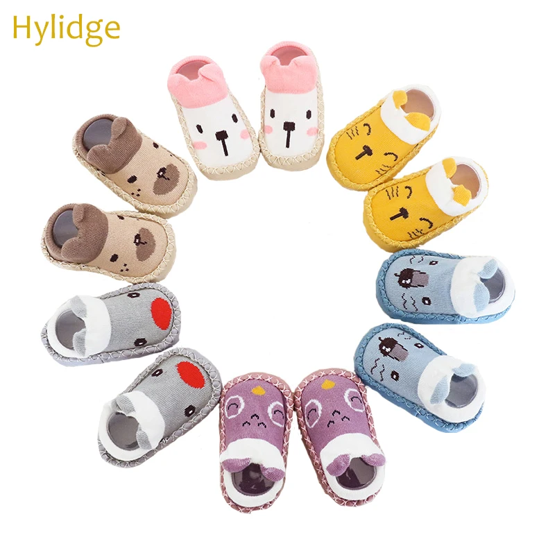 

Hylidge Cute Animal Cat Bear Duck Baby Floor Socks Girl Boys Anti-slip First Walkers for Toddler Infant Cartoon Socks