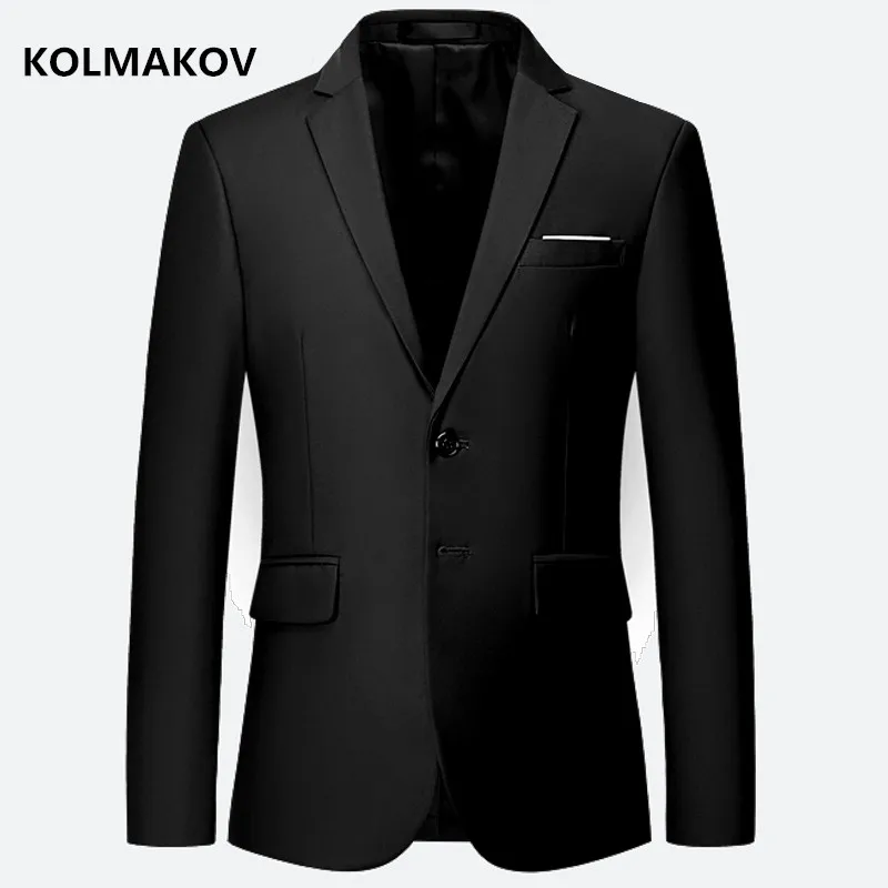 

Новинка, модные блейзеры kolmaov, мужские куртки, приталенные пальто, мужское платье в винтажном стиле, однотонный Блейзер, мужская модель