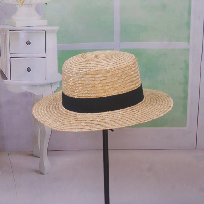 Шляпа от солнца из пшеничной соломы для мужчин и женщин шляпы с плоским верхом