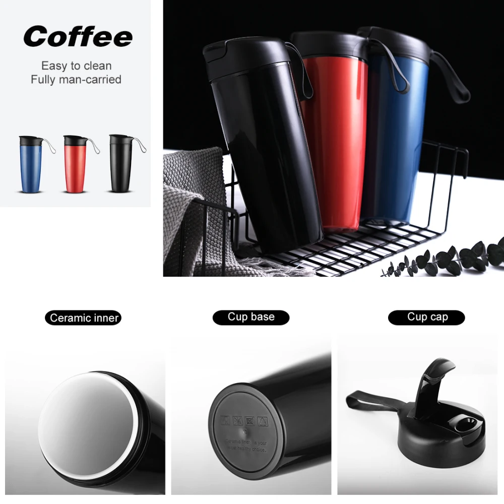 Термокружка для кофе 560 мл с керамической изоляцией внутри путешествий термос