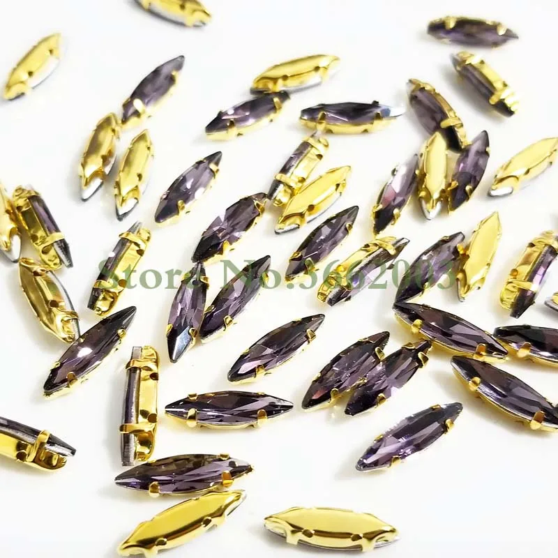 4x15mm 50 шт./упак. Золотой подошвой внешней торговли Стекло с украшением в виде кристаллов пришить коготь стразы, сделай сам, Костюмы аксессуары - Цвет: Deep purple