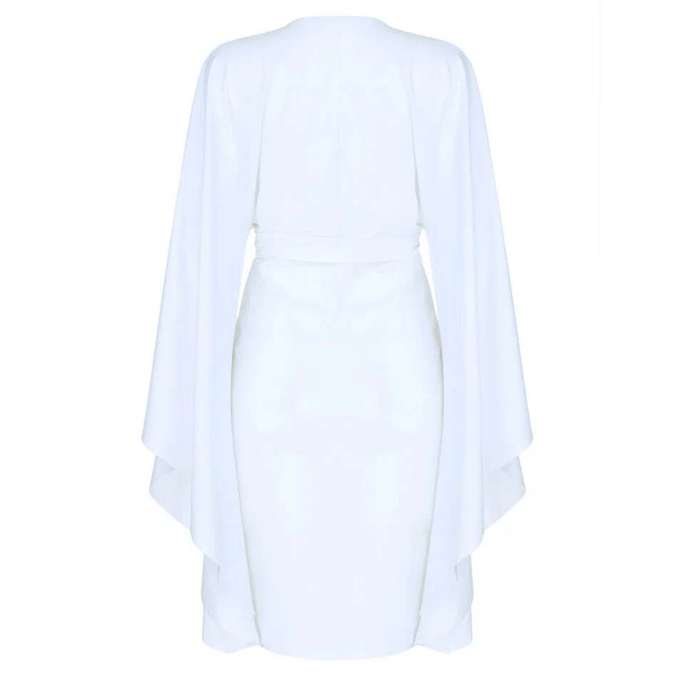 Классическое женское платье кимоно с рюшами и глубоким V образным вырезом