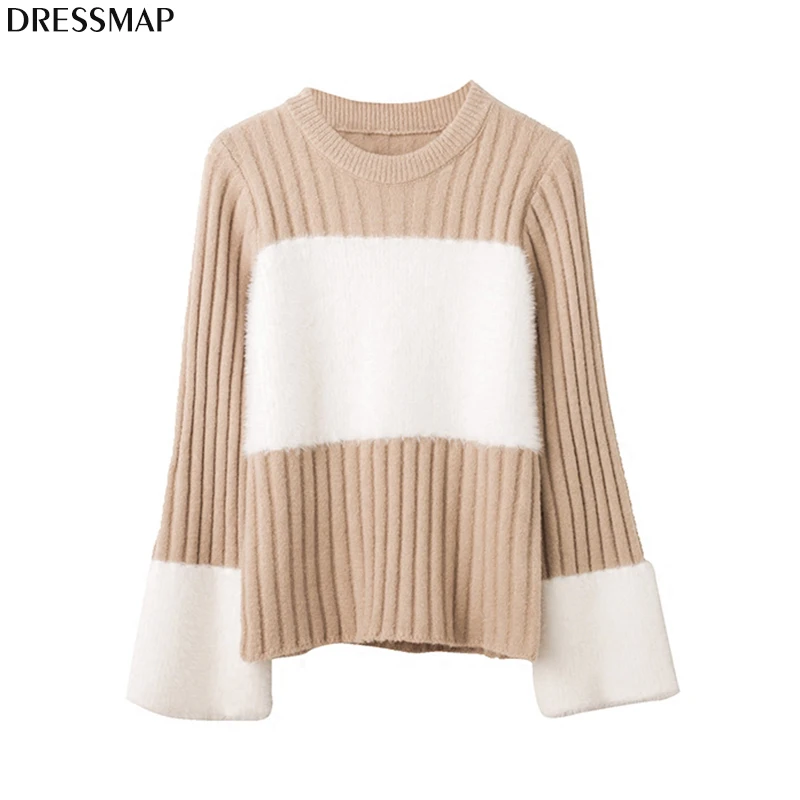 Dressmap Для женщин Sweety Мех животных свитер в стиле пэчворк Пуловеры для 2017 Chic