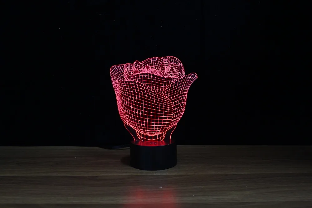 Светодиодная лампа с оптической иллюзией 3d в форме розы/настольная