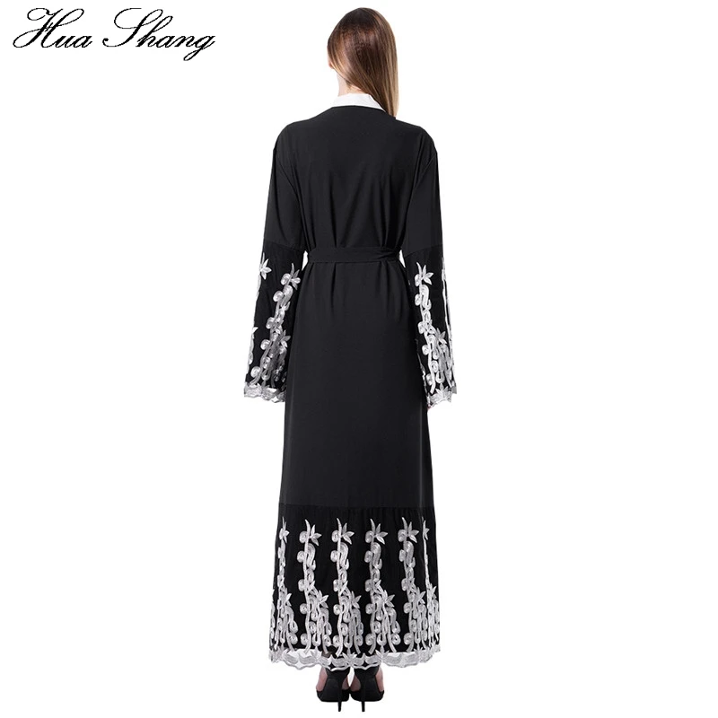 Abaya Дубай черный цветочный Свободный кардиган с вышивкой кимоно Abayas