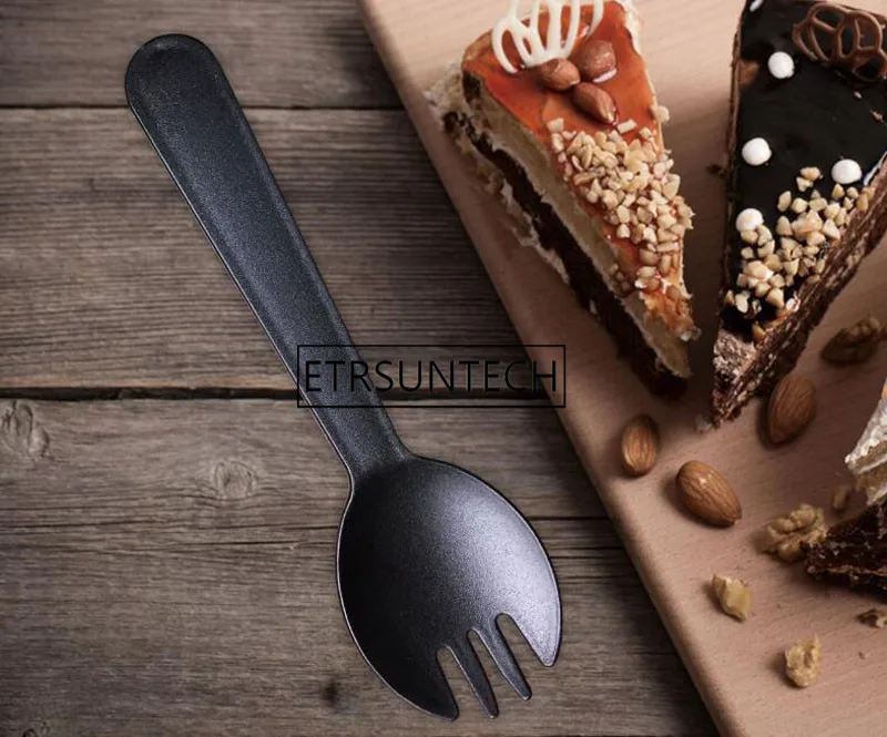 2000 шт одноразовые маленькие Spork пластиковые вилка с ложкой десерт мороженое торт