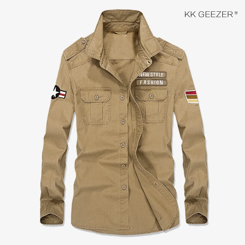 Men 100% Cotton Military Shirts Long Sleeve Casual High Quality Brand Fashion Aviation Luxury Resist Wear Loose Dress | Мужская одежда